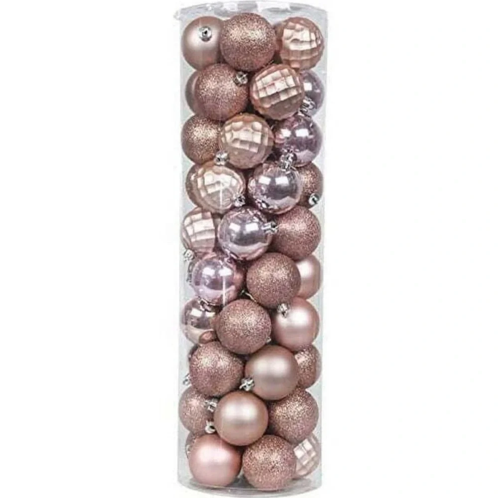 Pink Matte, Shiny And Glitter Ball Christmas Ornaments Holiday Decor 50 Count